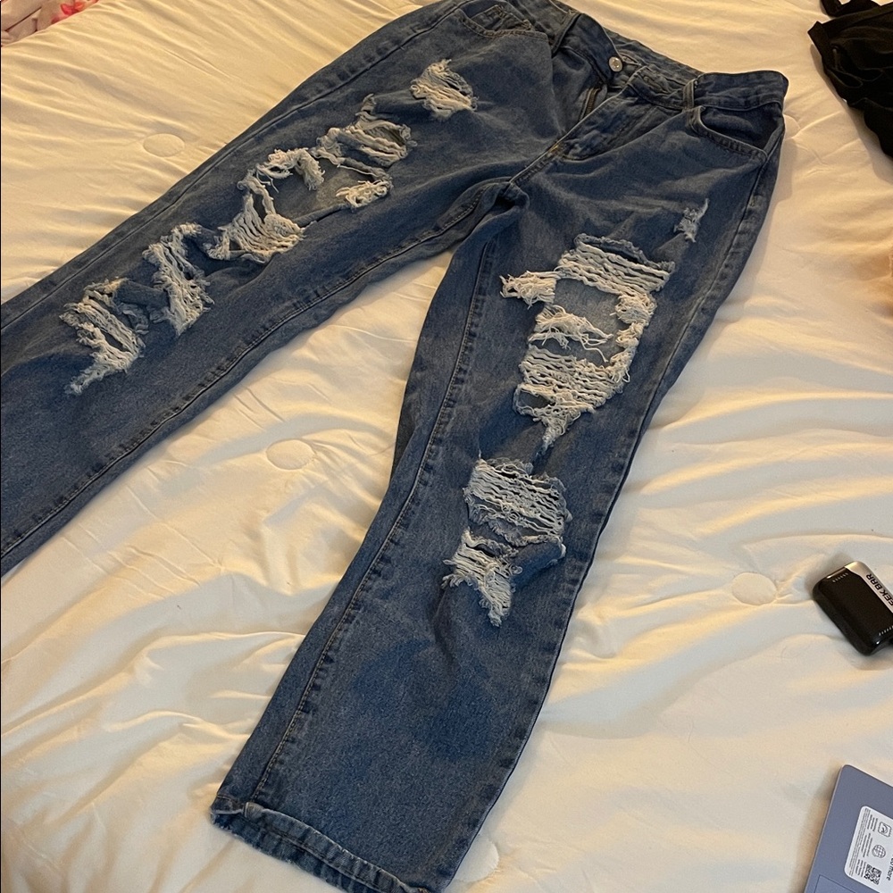 Aeropostale High Rise Distressed Blue Jeans